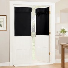 Blackout French Door Curtain with Adhesive Mount, Thermal Insulated, Adjustab...