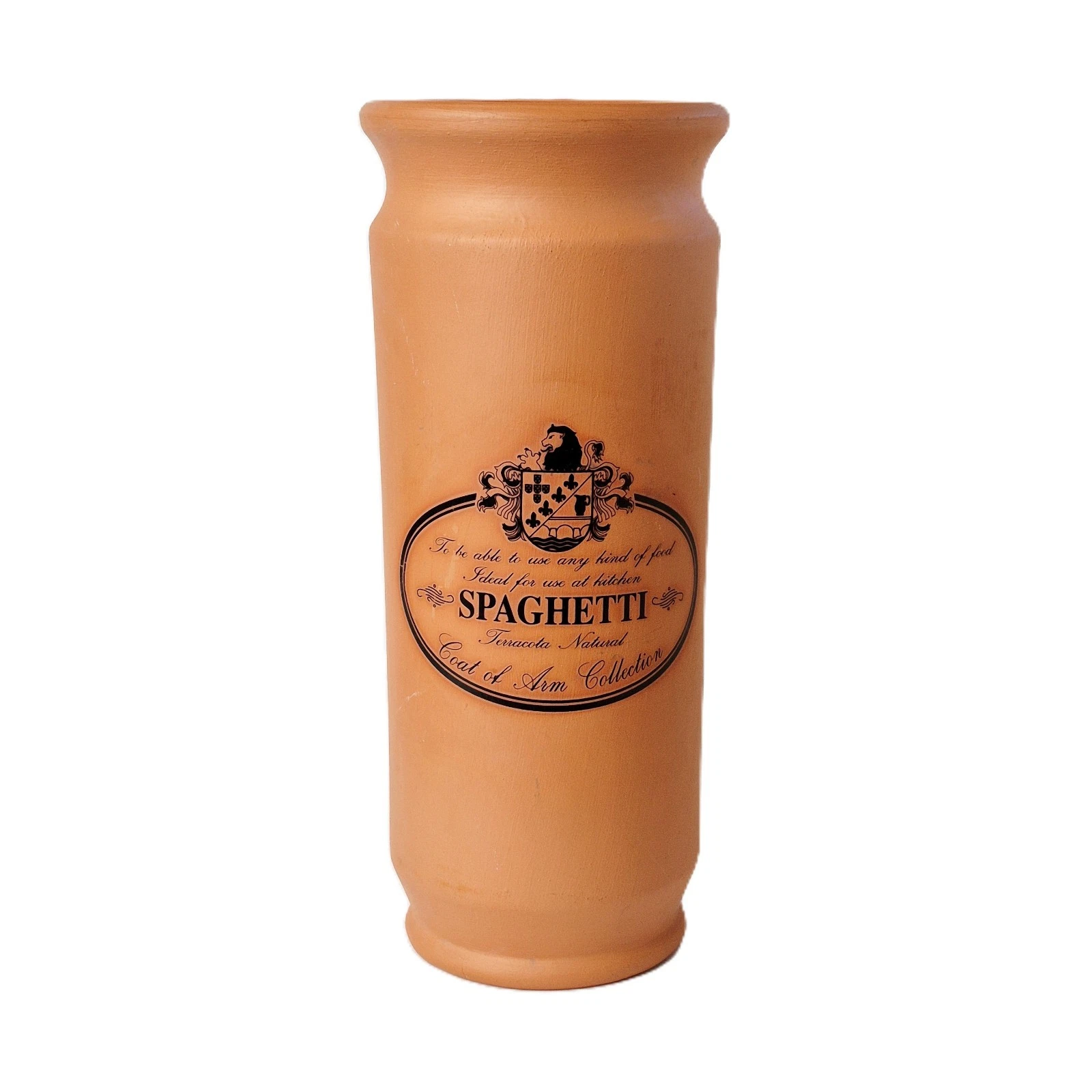 Terracotta Natural Spaghetti Canister Storage Jar Kitchen Container Coat of Arm