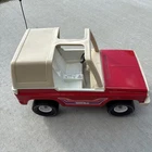 Vintage Tonka Bronco Blazer Jeep Red w/ White Top – Steel Body – 1970s Truck Toy