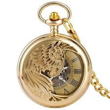 Mens Eagle Mechanical Pocket Watch Wind Up Antique Style Pendant Chain Luxury