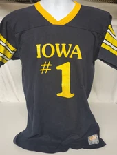 Vintage 80s Iowa Hawkeyes Football Black  Single Stitch Made In USA Large TShirt