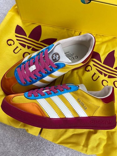 Adidas × Gucci Gazelle Yellow/White/Red Sneakers Size 35 1/3 - Picture 3 of 16
