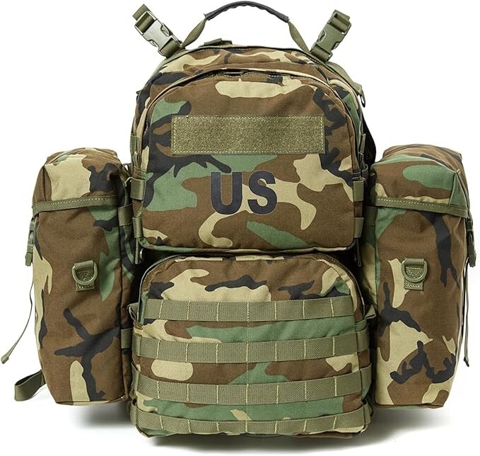 MOLLE Medium Rucksack Woodland Camo Full Military Kit w/ Frame