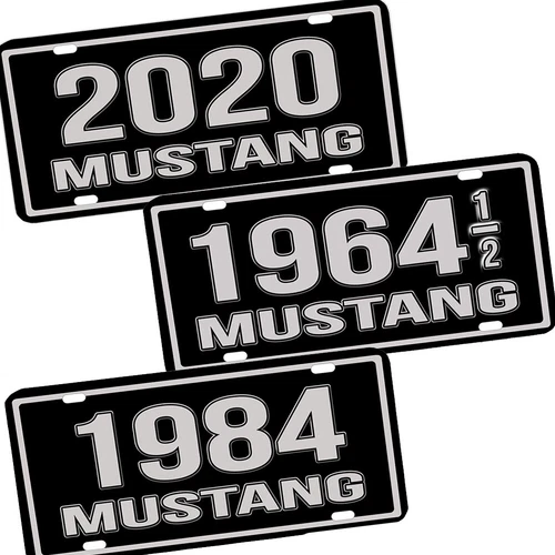 Compatible w Mustang Muscle Car 1964 - 2021 Black Silver Aluminum License Plate