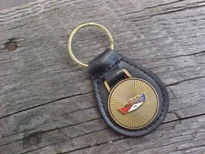 1950s 1960s FORD FAIRLANE CREST GOLD LEATHER KEY FOB NOS CUSTOM-MADE HI-QUALITY