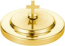 Sudbury Polished Brass Tone Bread Plate Communion Tray Cover, 6 1/2 Inch