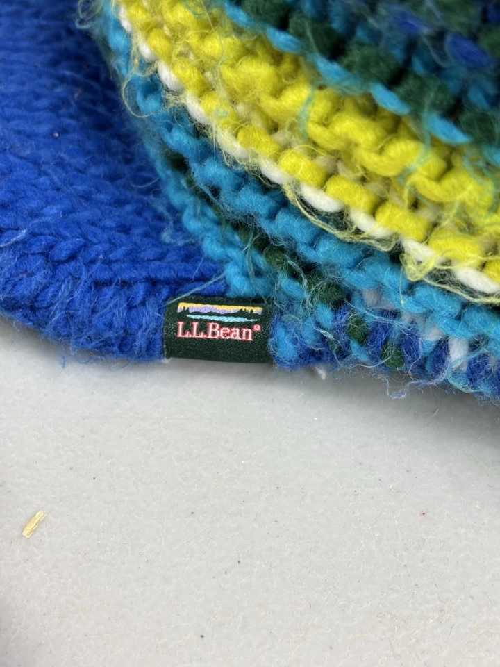 LL Bean Tejido Gorro Niños Jóvenes Pom Pom Rayas Colorido Invierno 511858 Foto 3 de 4