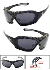 New Men Choppers Foam Padded Sunglasses Shiny Black Frame Smoke Lens C49