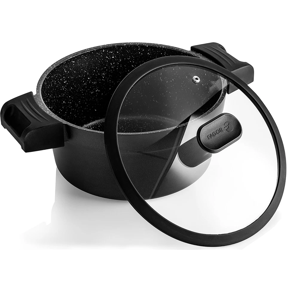 Kochtopf Induktion 20cm Aluminiumguss Antihaftbeschichtung PFOA frei Glasdeckel - Bild 4 von 4