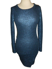 For Sienna Dress Midnight Sparke Bodycon Stretch Long Sleeve S Small
