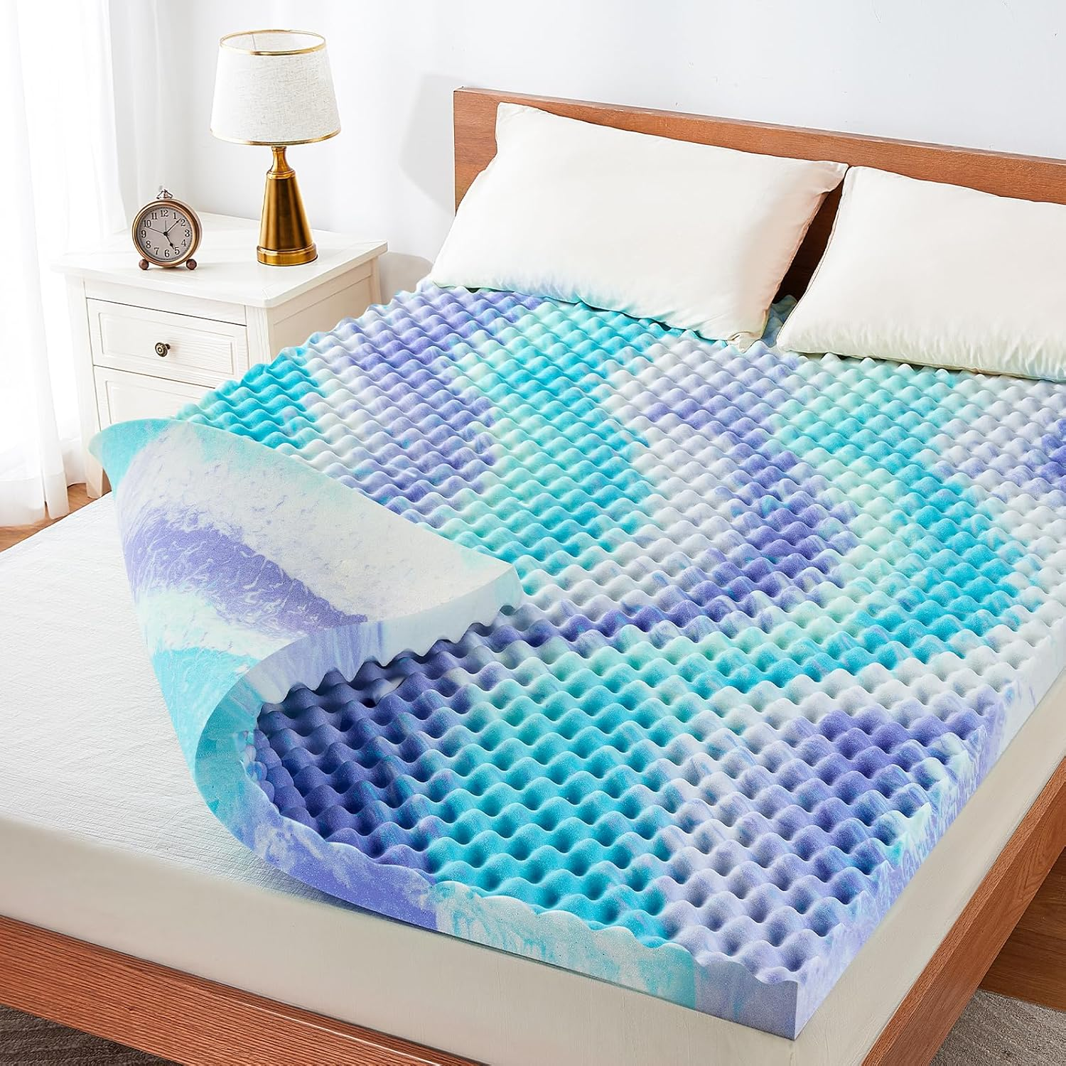 Queen Size Mattress Topper, 3-Inch Egg Crate Memory Foam Mattress Topper, Mattre