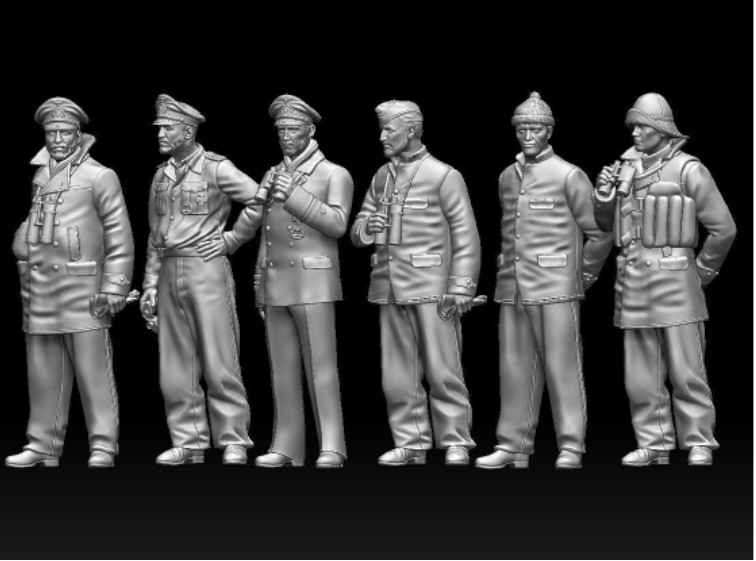 WwII German U-boat 6 Figures 1/35 Scale Model Kit Resin Printed
