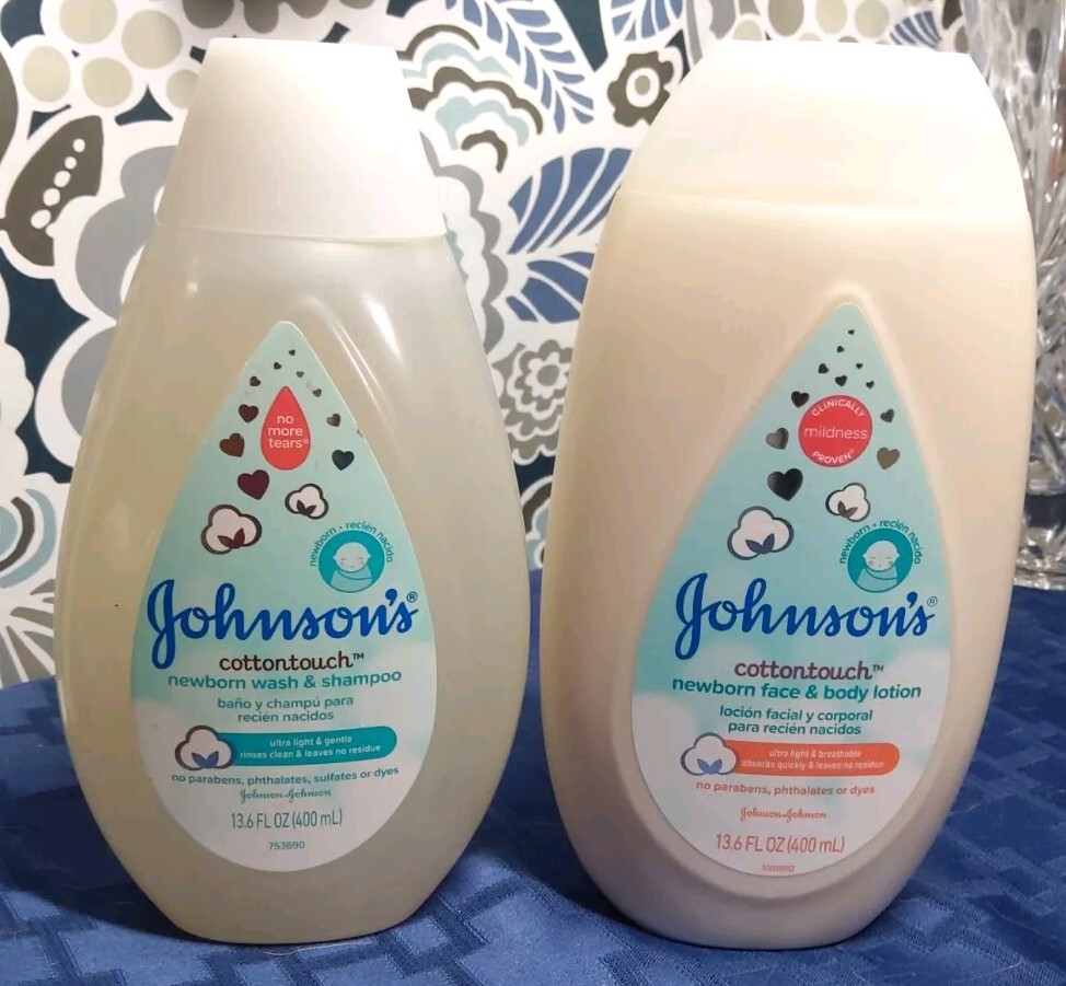 Johnson's CottonTouch Newborn Baby and Toddler Shampoo Wash & Lotion 13.6 Oz