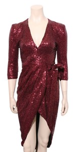 red sequin wrap dress