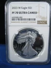 2023 W SILVER AMERICAN EAGLE $1 NGC PF70 ULTRA CAMEO  F16 W/ BOX AND COA