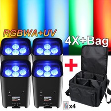 4Pcs 6X18W RGBWA UV Rechargeable Battery Par Light Wireless APP Uplight With Bag