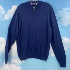 Johnnie O Mens Sweater Medium Pullover 1/4 Zip Blue johnnie-O