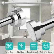 2Pc 25" Stainless Steel Telescopic Rail Rod for Shower Curtain Length Adjustable