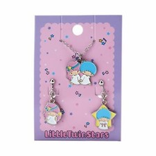 Little Twin Stars Necklace  Earrings Set Sanrio Fashionable Goods Forever