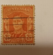 AUSTRALIAN KING GEORGE V1 2 D SCARLET DIE 11 MEDAL FLAW VERY FINE USED