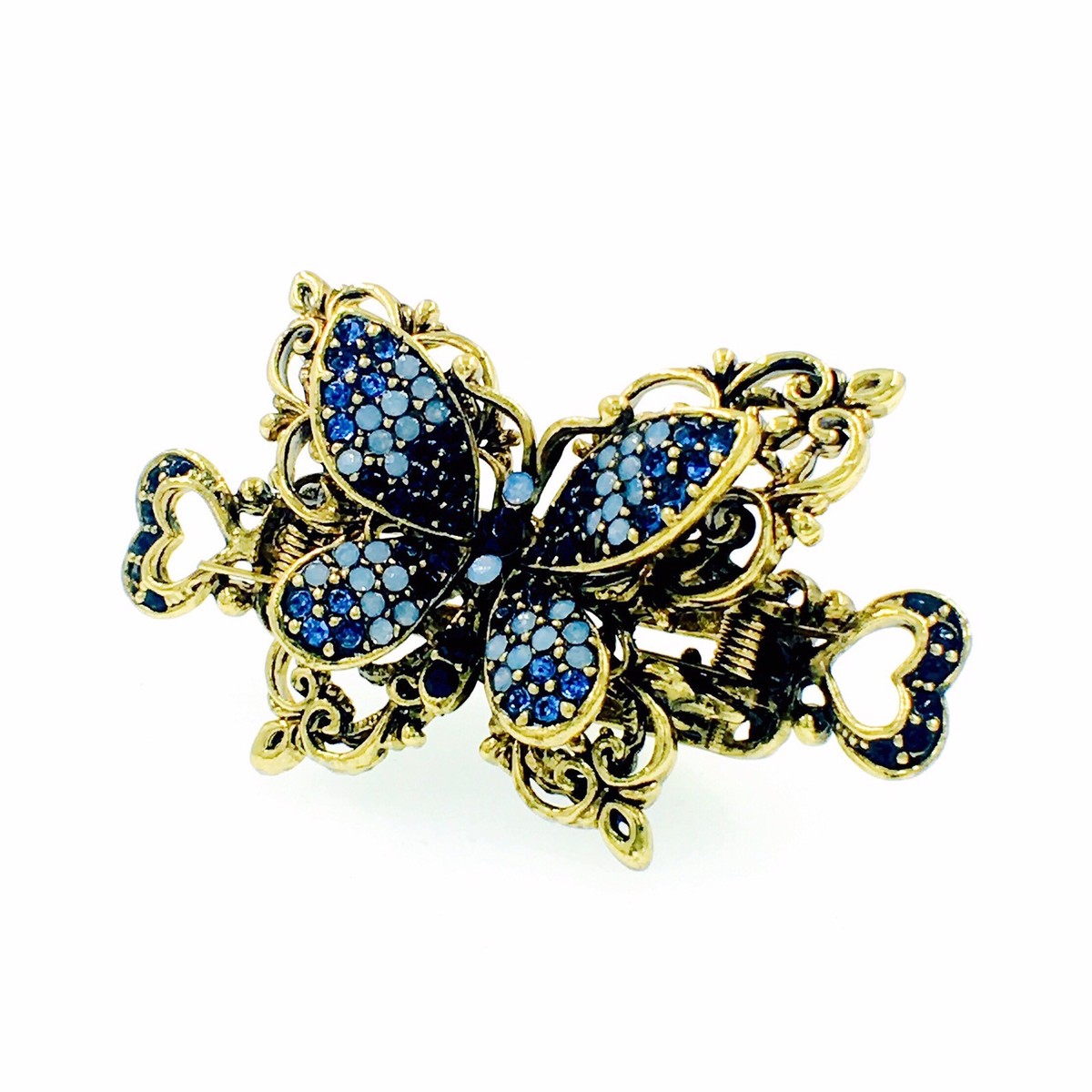 Vintage Light Blue Swarovski Crystal Hair Claw Clip USA Vintage Hair Claw Clip Jaw Hairpin use Swarovski Crystal  main image 3