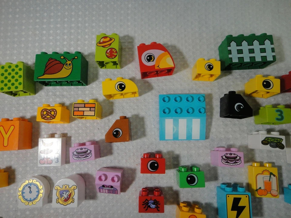 Lego Duplo Decorated Printed Bricks Large Lot of 50 - Image 3 of 4