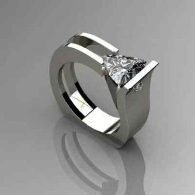 2Ct Trillion Cut Lab-Created Diamond Women's Wedding Ring 14k White Gold Plated