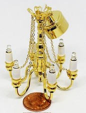 Dolls House Chandelier LED Battery Ceiling Light Lamp Tumdee 1:12 Scale 360