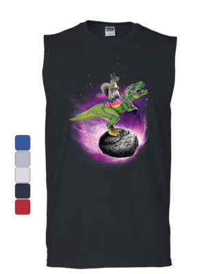 Squirrel Riding T-Rex Riding Asteroid Muscle Shirt Funny Space Weird Sleeveless