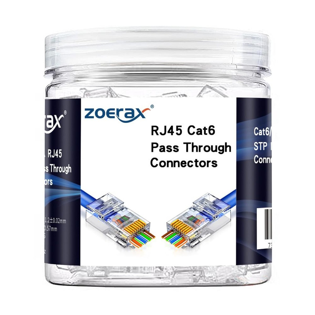 100-Pack RJ45 Cat6 Pass Through Connector RJ45 Modular Plugs for