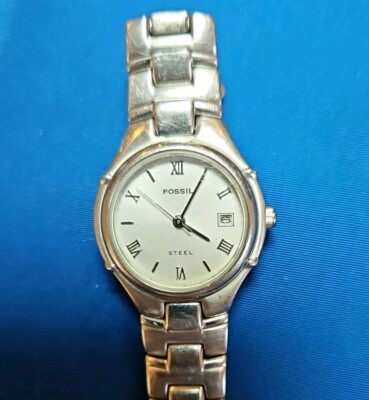 FOSSIL Steel Women's Silver Stainless Date WATCH 6'' MAX, 50M FS-2651    414J