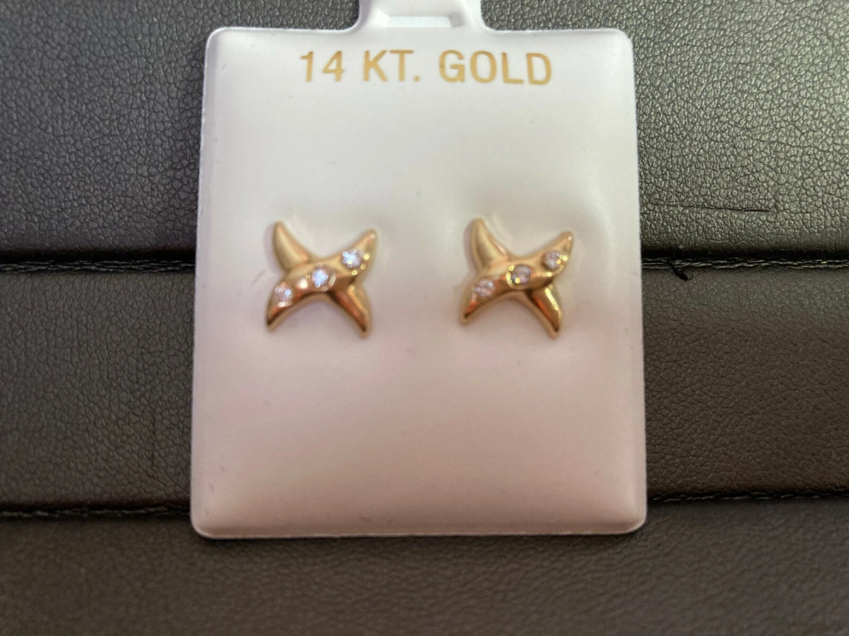 14 KARAT YELLOW GOLD STUD EARRINGS eBay