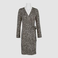 $169 Adrianna Papell Women's Black Printed Long Sleeve Faux Wrap Dress Size 4