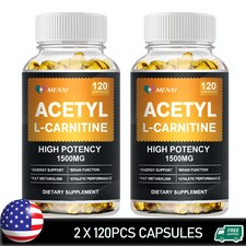 Acetyle L-Carnitine 1000mg 240Capsules Energy Production Supplement High Potency