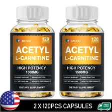 Acetyle L-Carnitine 1000mg 240Capsules Energy Production Supplement High Potency