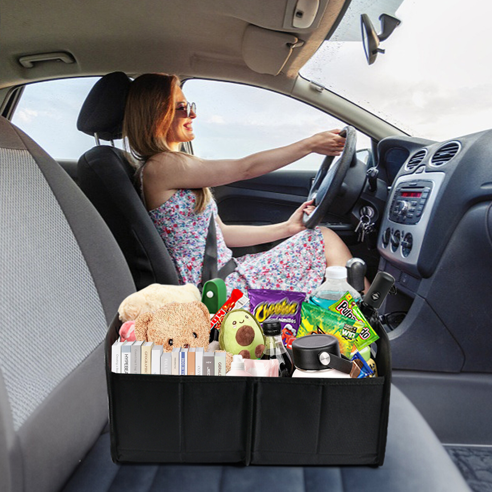 Trunk Cargo Organizer Collapsible Storage Bag for Car Truck Interior 35L Net Kid