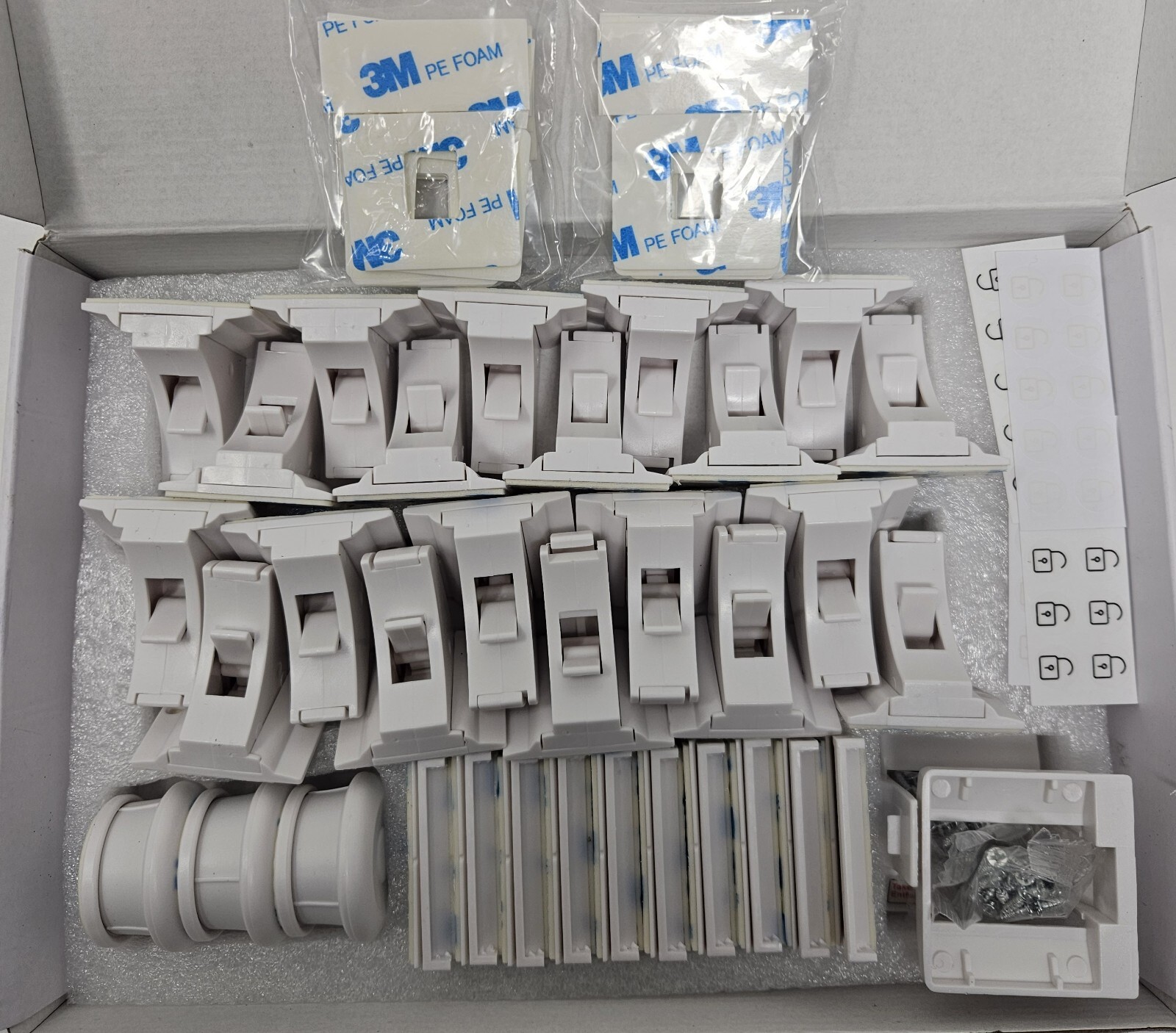 Child Safety Cupboard Locks White Adhesive 20 Pack