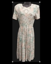 80s Pastel Floral Midi Length Tea Dress