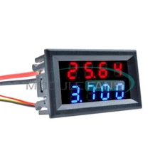 4-Bit 5 Wires DC 0-200V 10A Voltmeter Ammeter Blue+Red LED Amp Dual Digital Volt