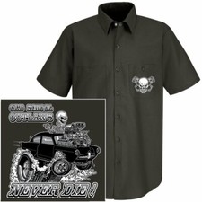 Henry J Kaiser Old School Muscle Hot Rod Outlaw Gasser Drag Car Skull Work Shirt Henry J Kaiser Old School Muscle Hot Rod Outlaw Gasser Drag Car Skull Work Shirt