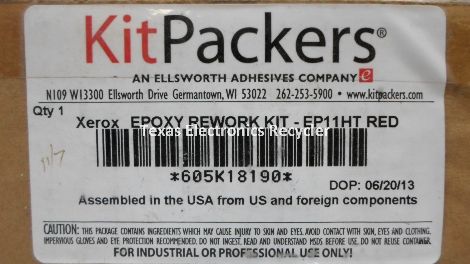 NEW, LOT OF 2 Ellsworth KitPackers 605K18190 Epoxy Rework Kit EP11HT