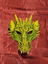 GREEN Dragon Half Mask, Adult Costume, Halloween party, Cosplay, Theater, LARP