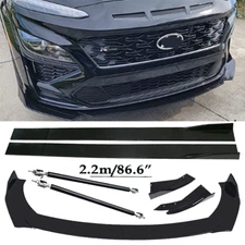 Front Bumper Lip Spoiler Splitter Glossy Black Extension For Hyundai Kona