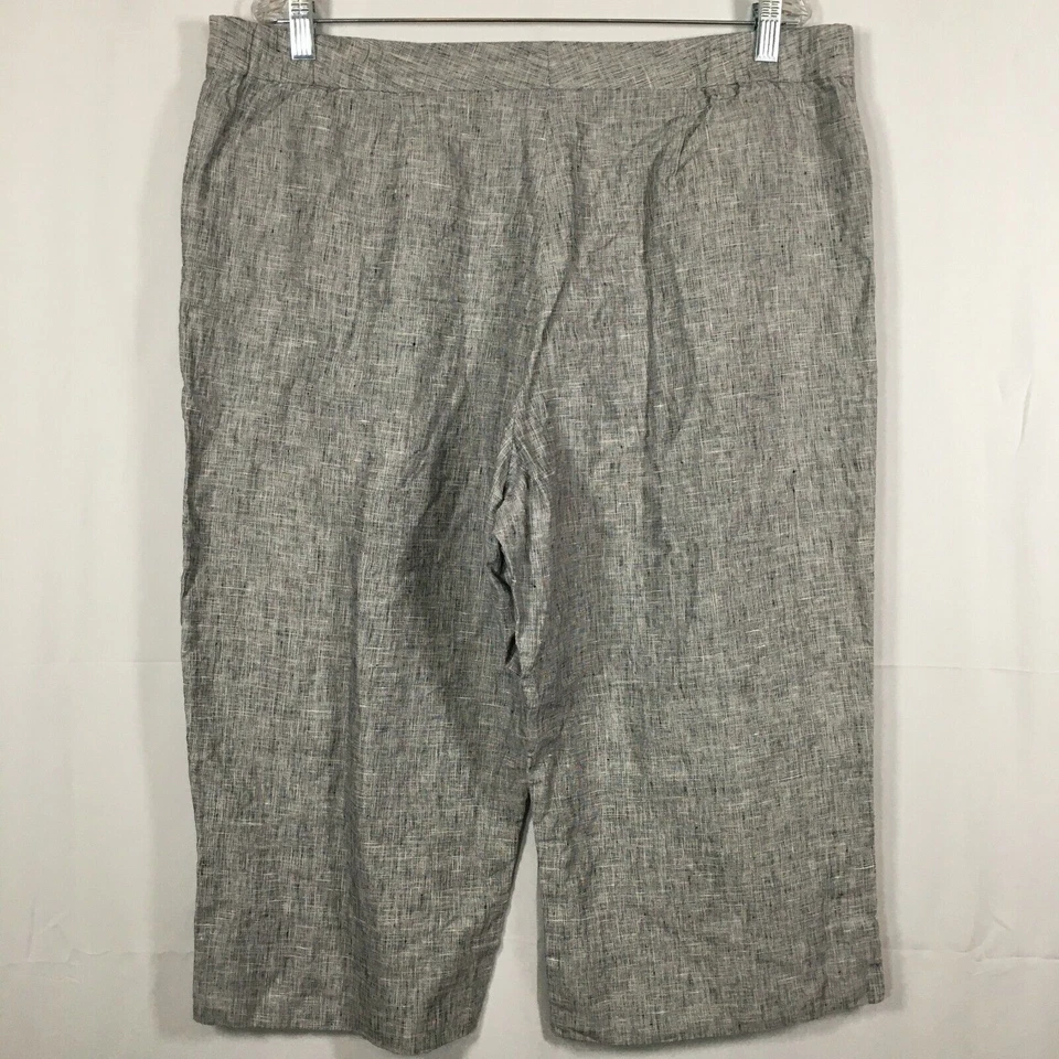 Pantalones Nurture para mujer talla XL gris lino tiro alto pierna recta culotte capri Foto 3 de 4
