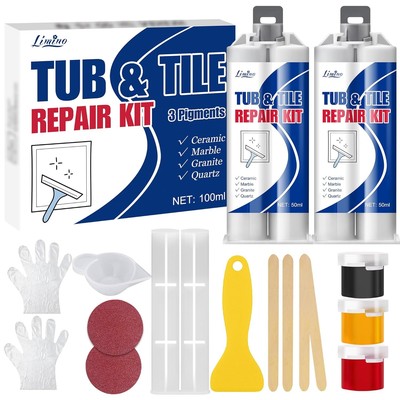 Tub & Tile Repair Kit - Porcelain for Repairing Scratches, Chips,... 