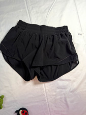 lululemon Women s Black Solid Running Shorts Polyester Elastane Elastic Waist S6