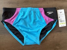 New Men  s Speedo Endurance Swim Briefs Size 30 Picton Blue Colorblock