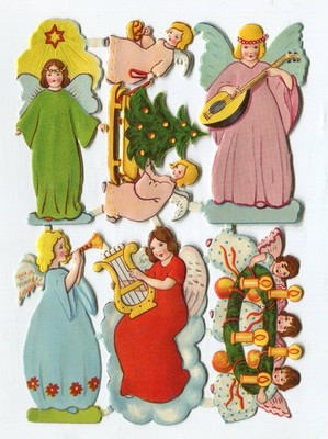Glanzbilder Oblaten scraps die cut  Engel L & B  Nr. 33779  16,8 cm