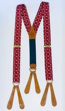 Vintage Polo Ralph Lauren Suspenders Braces Burgundy Nautical Oar Pattern