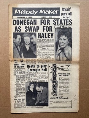 VARIOUS JAZZ 1956 MELODY MAKER MAGAZINE DECEMBER 8 1956 LONNIE DONEGAN/ALMA COGA